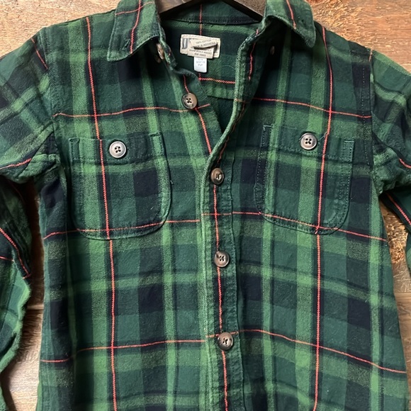 Duluth Trading Co Flannel Button Down Shirt Boys 5 Green Red - Picture 2 of 5